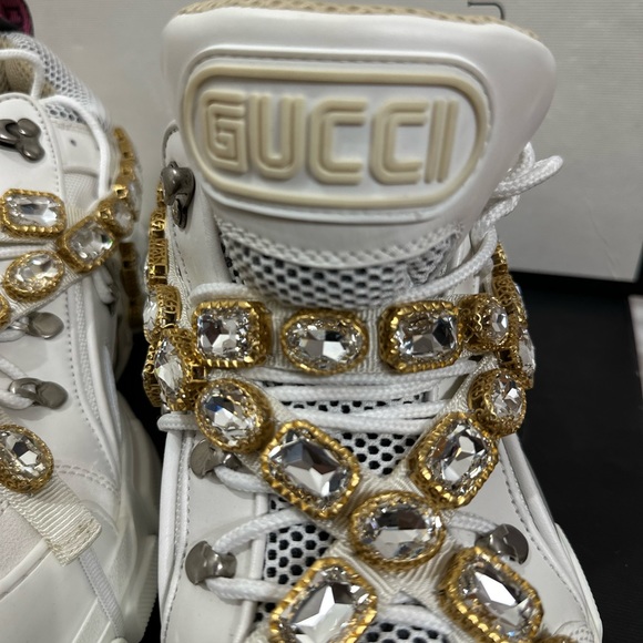 Gucci Flashtrek White Sneakers With Removable Crystals size 10 - Picture 7 of 14